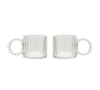 Widdop and Co Hestia - Set of 2 Contempary Style Clear Cups | Bobble Handle Design - Modern Homeware & Gifting for Kitchen & Dining - H: 7 x W: 14cm