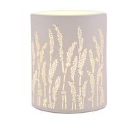 Widdop and Co Hestia - White Ceramic Oval Table Lamp with Perforated Floral Motif - Soft Warm Glow - Contemporary/Modern Homeware & Gifting - Type G UK Plug. H: 23 x W: 18cm.