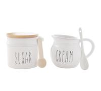 Widdop and Co Hestia White Dolomite Servewear Set - Sugar Pot and Cream Jug - Contemporary Stylish Tableware - Lovely Gift Idea Housewarming Dining Dishes Serving