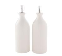 Widdop and Co Hestia White Ribbed Stoneware Dinnerware Dinner Set - Set of 2 Oil Bottles - Contemporary Stylish Tableware - Lovely Gift Idea Housewarming Dining Dishes Serving