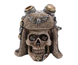 Widdop and Co Juliana - Mystic Legends - Steampunk Skull with Flying Cap & Goggles Sculpture Artwork Model - Gothic Home Decor & Gifting - H: 17 x W: 15cm.