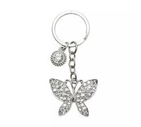 Widdop and Co Keyring - Crystal Butterfly and Gem Design - Sophia Collection - Charm Accessory for Bags