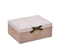 Widdop and Co. - Love Story - Wedding Memory Keepsake Box - Smooth White & Brown Wood Box With Velvet Bow - Designed for Storage of Mementos, Invitations, Photos, Gifts & Presents.