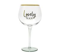 Widdop and Co Lovely Nan Birthday Gin Glass with Gold Wording/Colourful Stem - Christmas or Mother's Day