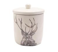 Widdop and Co Majestic Country Stag Ceramic Kitchen Canister - For Tea/Coffee/Sugar/Dried Foodstuffs - Speckled Neutral Cream - 18.5 cm