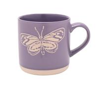 Widdop and Co Naturecraft Butterfly Mug - Lavender Ceramic Wax Resist Design - 13oz / 390ml Nature-Themed Tea & Coffee Cup - Butterfly Lover Gift - Rustic Cottagecore Kitchen Decor