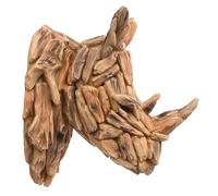 Widdop and Co. - Naturecraft - Driftwood Collection - Wood Effect Rhino Head Wall Art Statue/Figurine/Decorative Ornament - Homeware For Animal Lovers & Wildlife Enthusiasts.
