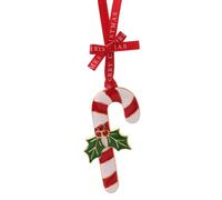 Widdop and Co Regal Tidings Collectable Tree Decoration - Candy Cane Christmas Ornament with Holly, Red Ribbon & Gift Box Presentation