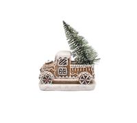 Widdop and Co Santa & Friends Light Up Gingerbread Truck - 14cm | Festive gingerbread-style truck with a glowing tree, ideal for Christmas displays and seasonal shelves