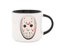 Widdop and Co Warner Bros Friday 13th Black Ceramic Mug 14oz / 415ml - Jason Hockey Mask Design, Horror Movie Collectible Gift for Fans