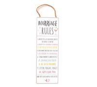 Widdop and Co Wedding/Anniversary Hanging Sentiment Wooden Wall Plaque - Marriage Rules - Decorative Wedding Gift/Home Decor, LL492