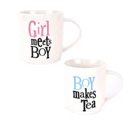 Widdop and Co Wedding/Anniversary Mug Set - Girl Meets Boy/Boy Makes Tea