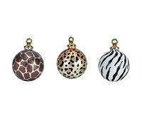 Widdop Animal Print Baubles Glass Hanging Christmas Tree Decorations Set of 3