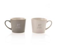 Amore Set of 2 Grey & White 40th Anniversary Mugs Grey