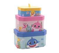 Widdop Baby Shark Set of 3 Nesting Storage Boxes Home Gift Storage Present Kids Bedroom Sturdy Paperwrapped Card