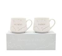 Widdop Bambino Set of 2 Mummy and Daddy Mugs - Stoneware Ceramic Mug - White Colour - Coffee Mug Tea Hot Drinks - Approx 350ml - Gift for Newborn New Parents Baby Shower Present
