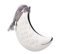 Widdop Bambino Silver Plated Moon Plaque - Love You To The Moon and Back - 14cm x 6 cm - New Parents Gift New Born Baby Shower Present - Christening Momento Ornament Gift Keepsake