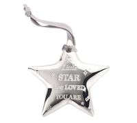 Widdop Bambino Silver Plated Star Plaque - Little Star How Loved You Are - 14cm x 7 cm - New Parents Gift New Born Baby Shower Present - Christening Momento Ornament Gift Keepsake