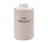 Widdop Best of Breed Cat Treats Jar - Ceramic White - Paw Print Design - Perfect for Cat Lovers Gifts Present Birthdays Pet Food Storage