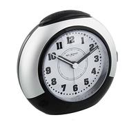 Widdop Bingham Silent Flow Seconds Alarm Clock, Black/Silver, No Ticking, Snooze Function and Light