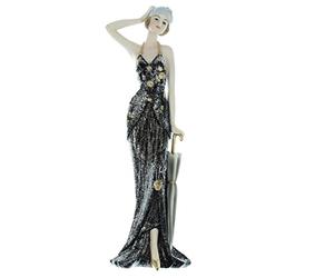 Widdop Bingham Stunning Art Deco Figurine ''Broadway Belles'' Lady Standing Rose Black Dress