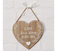 Wooden Heart 'A True Love Story Never Ends' Wedding Valentine's Anniversary