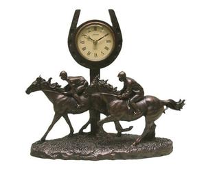 Widdop Bronze Race Horse Galloping Past The Finish Mantel Clock - 5661