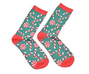 Widdop Candy Cane Christmas Socks - Fun Festive Socks with Candy Cane & Peppermint Pattern - Cosy Novelty Socks for Adults - Perfect Stocking Filler or Secret Santa Gift