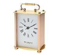 Widdop Carriage Clock in Aluminium Casing with Roman Numeral Dial & Classic Spade Clock Hands (Gold)