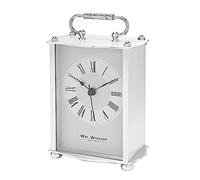Widdop Carriage Clock in Aluminium Casing with Roman Numeral Dial & Classic Spade Clock Hands (Silver)