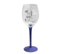 Christmas Wine Glass with Glitter Stem - All Mum wants is a Silent Night