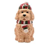 Widdop Christmas Cockerpoo Treat Jar - Festive Ceramic Dog Shaped Biscuit, Sweet & Cookie Storage Jar - Santa & Friends Kitchen Decoration & Gift
