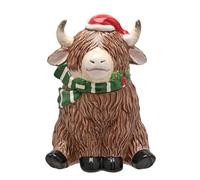 Widdop Christmas Highland Cow Treat Jar - Festive Ceramic Biscuit, Sweet & Cookie Storage Jar - Country Christmas Kitchen Decoration & Gift