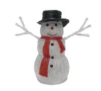 Widdop Christmas LED Snowman 33cm - Light-Up Festive Snowman Decoration with Hat & Scarf - Illuminated Ornament for Indoor & Outdoor Christmas Displays