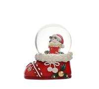 Widdop Christmas Snow Globe in Festive Boot Design - Santa Claus Figurine Inside Glass Globe with Snow Effect - Traditional Winter Decoration for Mantel, Shelf or Table Display