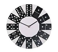 Widdop & Co 30cm Round Glass Wall Clock with Black & White Domino Design - W8041