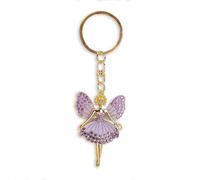 Widdop & Co. Angel Niece Purple Crystal Keyring - Gold Charm Sentimental Keepsake Gift for Her