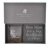 Widdop & Co. Best Man Whisky Glass and Coaster Set - Wedding Day Thank You Keepsake
