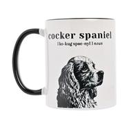 Widdop & Co. - Best of Breed - Black/White Ceramic Mug Cup - Cocker Spaniel. Coffee & Tea Gifting & Homeware for Animal, Dog & Pet Lovers. 11oz / 310ml.