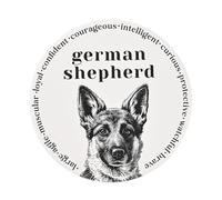 Widdop & Co. - Best of Breed - Black/White Ceramic Stoneware Round Mug Cup Coaster - German Shepherd. Gifting & Homeware for Animal, Dog & Pet Lovers. (Width: 10.5cm x Depth: 10.5cm)