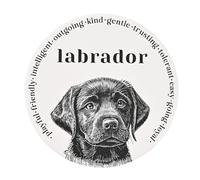 Widdop & Co. - Best of Breed - Black/White Ceramic Stoneware Round Mug Cup Coaster - Labrador. Gifting & Homeware for Animal, Dog & Pet Lovers. (Width: 10.5cm x Depth: 10.5cm)