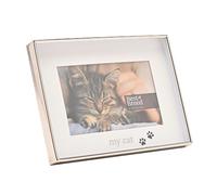 Widdop & Co. - Best of Breed - Silver Photo Picture Frame - Horizontal Self-Standing Single Aperture - 'My Cat' Paw Print Design - 6" x 4" Gifting & Homeware for Animal, Cat & Pet Lovers.
