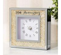 Widdop & Co Celebrations Golden Crystals Border Mirror Glass Mantel Clock 50th Anniversary