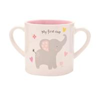 Widdop & Co Ceramic Baby Mug - First Cup Keepsake Gift for Baby Girls & Newborns - Elephant Design - Toddler Drinking Cup with Double Handles
