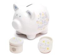 Widdop & Co. Ceramic Piggy Bank Tooth & Curl Set - Blue CG1825