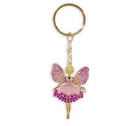 Widdop & Co. Dear Daughter Pink Crystal Keyring - Gold Charm Sentimental Keepsake Gift for Her