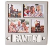 Widdop & Co. Family Photo Frame 30cm x 30cm - Collage Style with 4 Picture Slots - Heart Cut-Out and “Family” Word Art - Sentiment Frame - Ideal for Home Décor or Gift