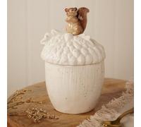Widdop & Co Food Storage Jar With Squirrel Acorn Design White Dolomite 420Ml
