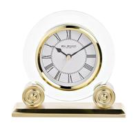 Widdop & Co Glass & Gold Round Mantel Clock with Roman Numerals W3432