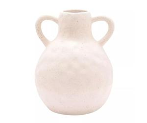 Widdop & Co. Hestia Ceramic Vase with Two Handles - Textured Effect in Neutral Tone - Decorative Vase for Home